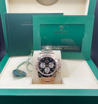 Rolex Daytona 126505 Rose Gold 18kt Black Sundust Dial New Unworn 2024 Full Set