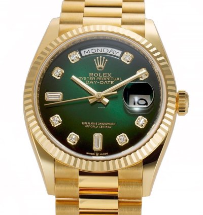 Rolex Day-date 36 36mm 18k Yellow Gold President Green Ombre Diamond Dial