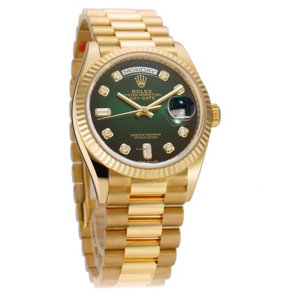 Rolex Day-date 36 36mm 18k Yellow Gold President Green Ombre Diamond Dial