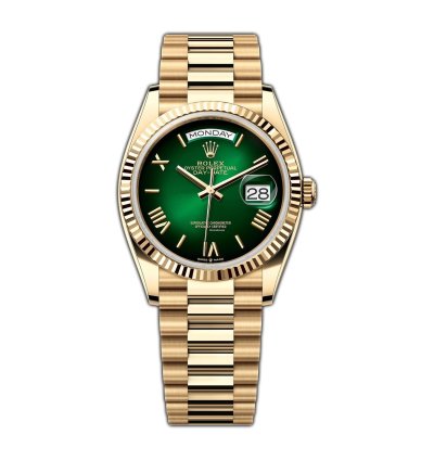 Rolex Day-date 36 36mm 18k Yellow Gold President Green Ombre Roman Dial