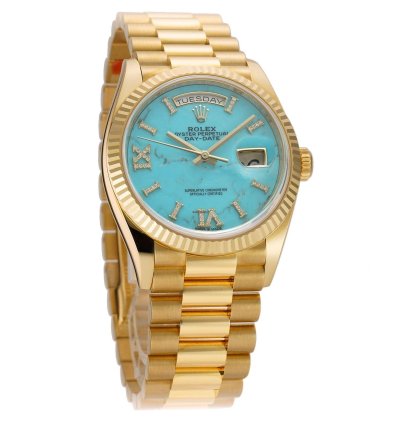 Rolex Day-date 36 36mm 18k Yellow Gold President Turquoise Diamond Dial