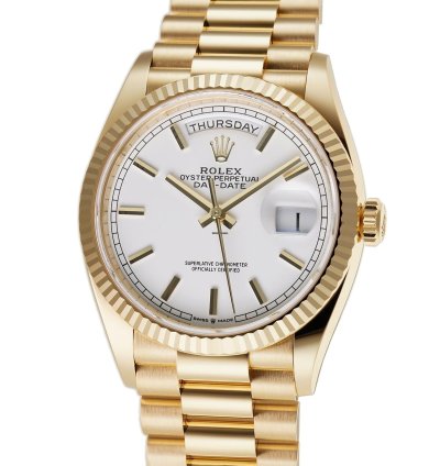 Rolex Day-date 36 36mm 18k Yellow Gold President White Index Dial
