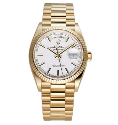 Rolex Day-date 36 36mm 18k Yellow Gold President White Index Dial