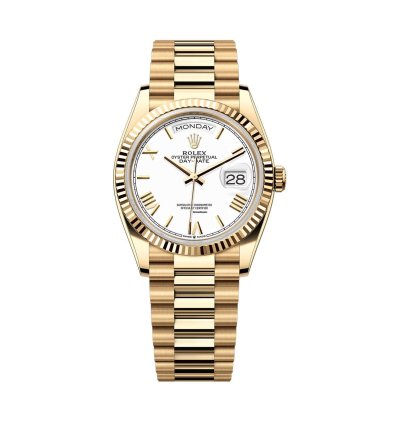 Rolex Day-date 36 36mm 18k Yellow Gold President White Roman Dial