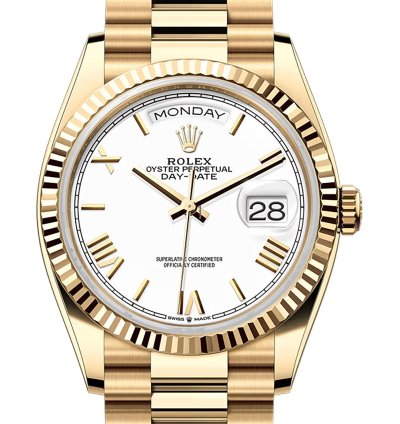 Rolex Day-date 36 36mm 18k Yellow Gold President White Roman Dial