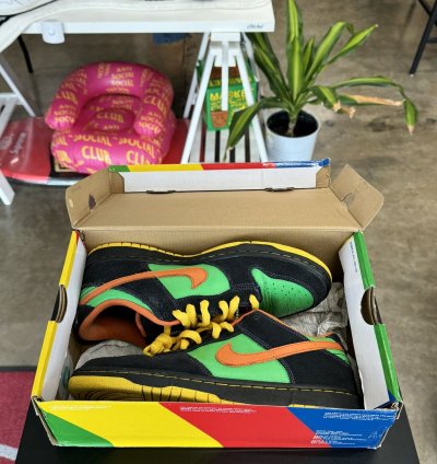 Nike Sb Dunk Low Green Spark Hoop Orange Sz 9