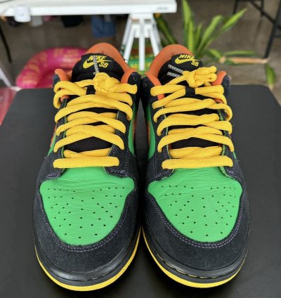 Nike Sb Dunk Low Green Spark Hoop Orange Sz 9