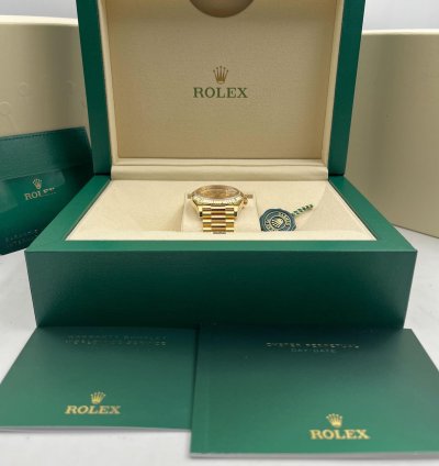 Rolex Day-date 36 36mm Champagne Diamond Dial Yellow Gold Bracelet 128238 Unworn 2023