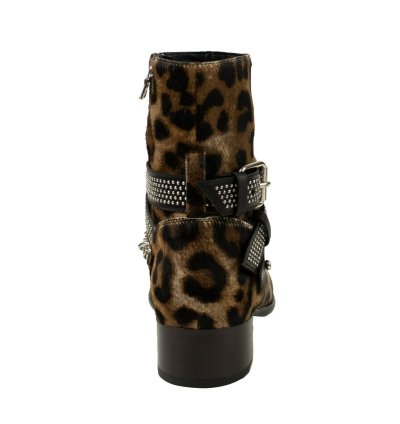 Leopard Embellished Chain Boot Size 44 5
