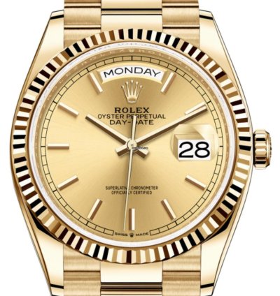 Rolex Day-date 36 36mm Champagne Index Dial President 128238