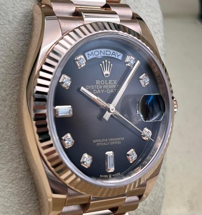 Rolex Day-date 36 36mm Chocolate Diamond Dial Rose Gold Bracelet 128235a Unworn 2023