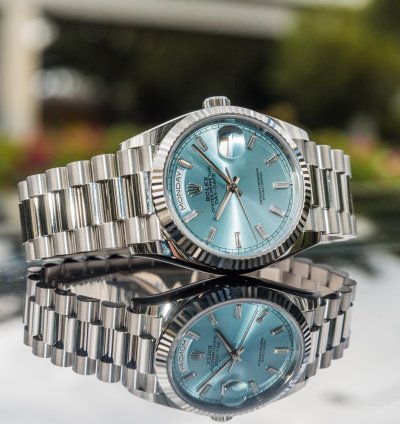 Rolex Day-date 36 36mm Dial Day-date - Ice Blue Diamond Baguette