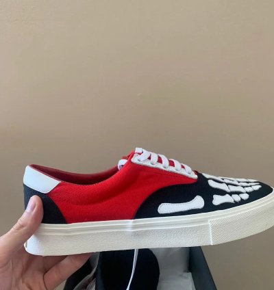 Low Top Skeleton Sneaker In Black Red