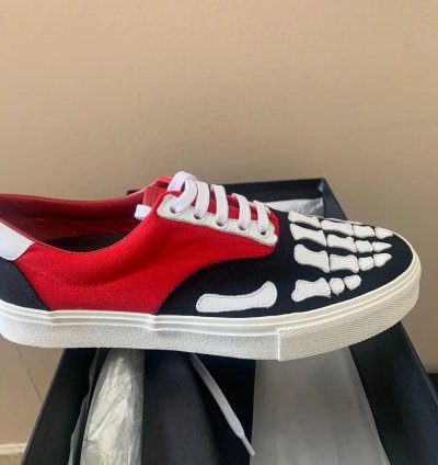Low Top Skeleton Sneaker In Black Red
