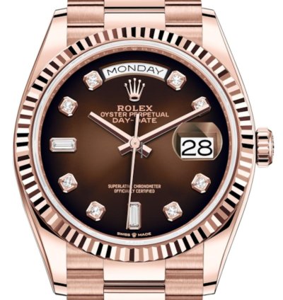 Rolex Day-date 36 36mm Everose Gold Brown Ombr Diamond-set Dial 128235