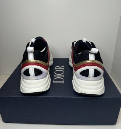 Men Dior B22 White Burgundy Gold Sneakers Size 50
