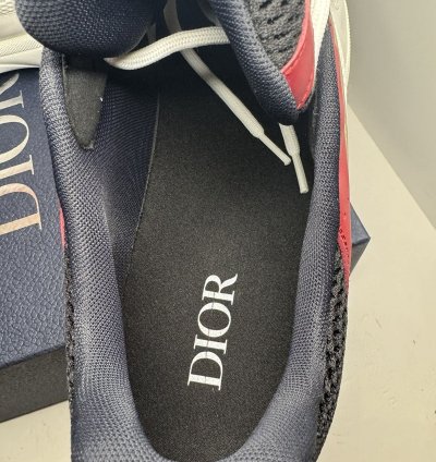 Men Dior B22 White Burgundy Gold Sneakers Size 50