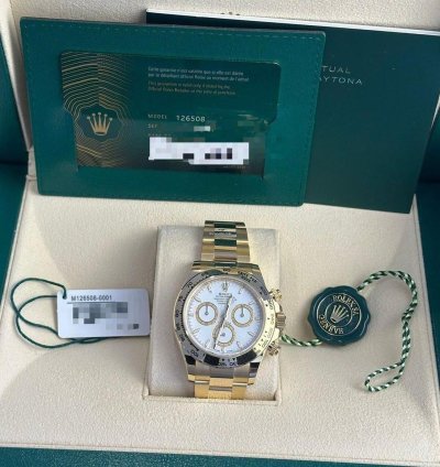 Rolex Daytona 126508 Cosmograph Daytona 40mm Yellow Gold White Dial Oyster