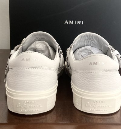 New Amiri Bandana Buckle White Leather Slip On Sneakers Sz 8