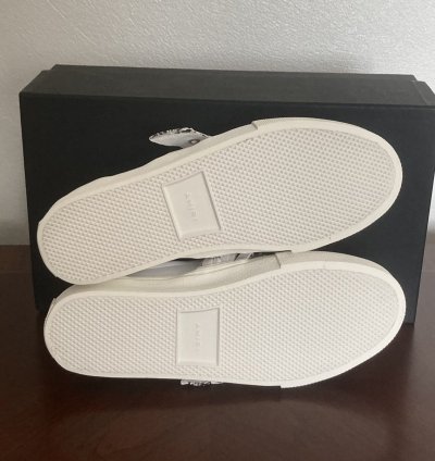 New Amiri Bandana Buckle White Leather Slip On Sneakers Sz 8