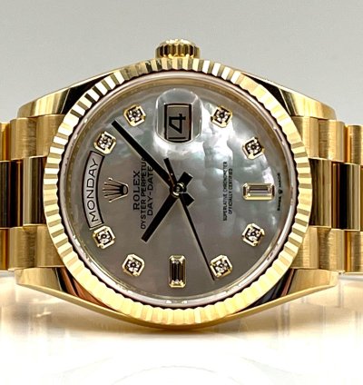 Rolex Day-date 36 36mm Mother Of Pearl Dial Yellow Gold Bracelet 128238 Unworn 2023