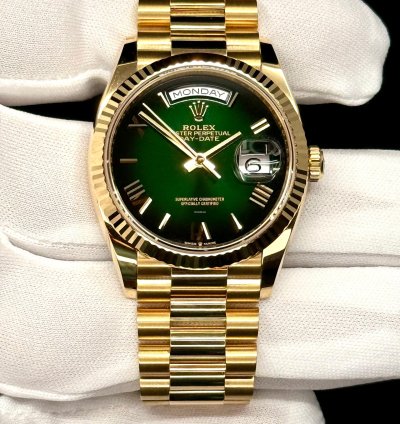 Rolex Day-date 36 36mm New Release 2024 Green Ombre Dial 128238 Box Papers