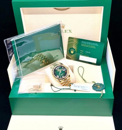 Rolex Day-date 36 36mm New Release 2024 Green Ombre Dial 128238 Box Papers