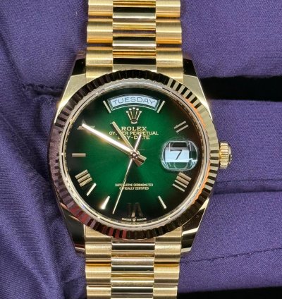 Rolex Day-date 36 36mm New Release 2024 Green Ombre Dial 128238 Box Papers
