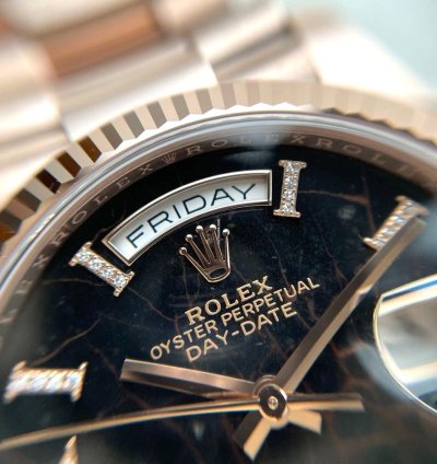 Rolex Day-date 36 36mm Rose Gold Eisenkiezel Roman Diamond Dial Unworn Full Set