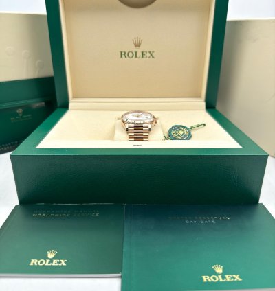 Rolex Day-date 36 36mm White Roman Dial Rose Gold Bracelet 128235 Unworn 2024