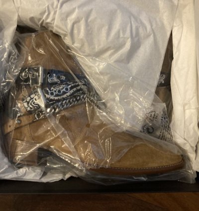 Nib Amiri Bandana Boots Brown Beige 45 Rare