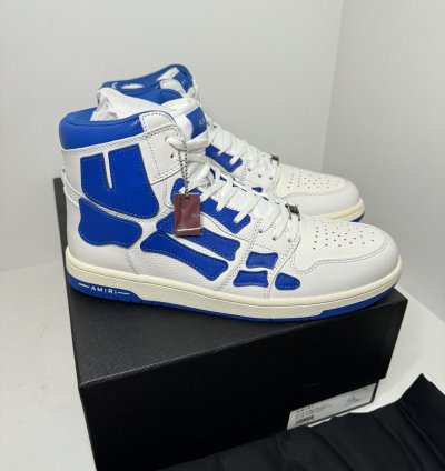 Nib Amiri Skel Top Hi Blue White Sneakers Size 45 12us