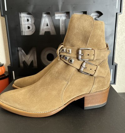 Nib Amiri Tan Jodphur Conch Suede Boots Studs Size 8 41