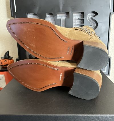 Nib Amiri Tan Jodphur Conch Suede Boots Studs Size 8 41