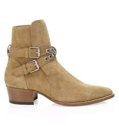 Nib Amiri Tan Jodphur Conch Suede Boots Studs Size 8 41