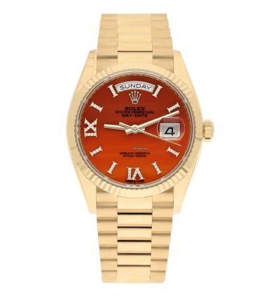 Rolex Day-date 36 36mm Yellow Gold Carnelian Roman Diamond Dial 128238 Presidential