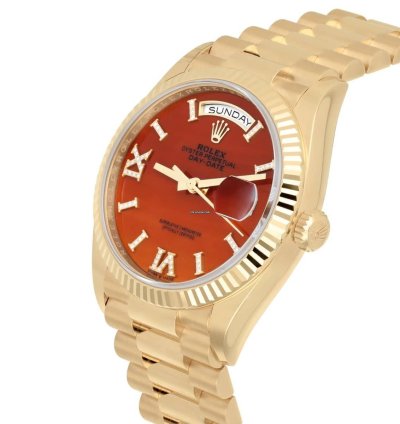 Rolex Day-date 36 36mm Yellow Gold Carnelian Roman Diamond Dial 128238 Presidential