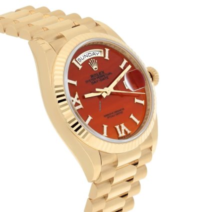 Rolex Day-date 36 36mm Yellow Gold Carnelian Roman Diamond Dial 128238 Presidential