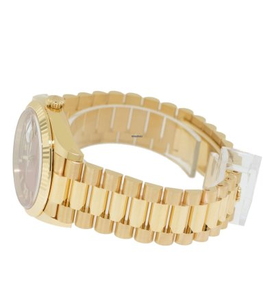Rolex Day-date 36 36mm Yellow Gold Carnelian Roman Diamond Dial Fluted Bezel 128238