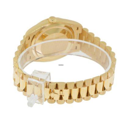 Rolex Day-date 36 36mm Yellow Gold Carnelian Roman Diamond Dial Fluted Bezel 128238
