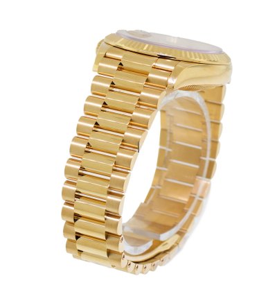 Rolex Day-date 36 36mm Yellow Gold Champagne Diamond Dial Fluted Bezel 128238