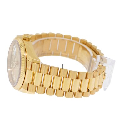 Rolex Day-date 36 36mm Yellow Gold Champagne Diamond Dial Fluted Bezel 128238