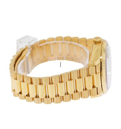 Rolex Day-date 36 36mm Yellow Gold Champagne Diamond Dial Fluted Bezel 128238