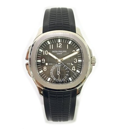 Patek Philippe Aquanaut Travel Time 5164a-001 Stainless Steel With Black Rubber Watch Black Dial 2013
