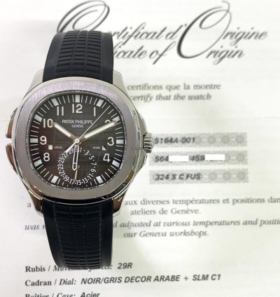 Patek Philippe Aquanaut Travel Time 5164a-001 Stainless Steel With Black Rubber Watch Black Dial 2013