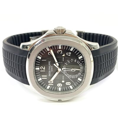 Patek Philippe Aquanaut Travel Time 5164a-001 Stainless Steel With Black Rubber Watch Black Dial 2013