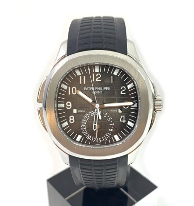 Patek Philippe Aquanaut Travel Time 5164a-001 Stainless Steel With Black Rubber Watch Black Dial 2013