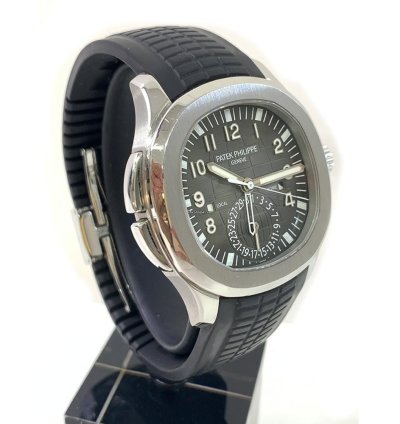 Patek Philippe Aquanaut Travel Time 5164a-001 Stainless Steel With Black Rubber Watch Black Dial 2013