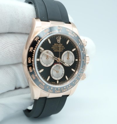 Rolex Daytona 126515ln Cosmograph Daytona 18k Rose Gold Oysterflex Black Dial Complete Set 2024