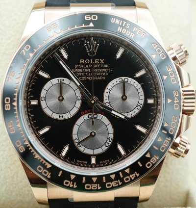 Rolex Daytona 126515ln Cosmograph Daytona 18k Rose Gold Oysterflex Black Dial Complete Set 2024